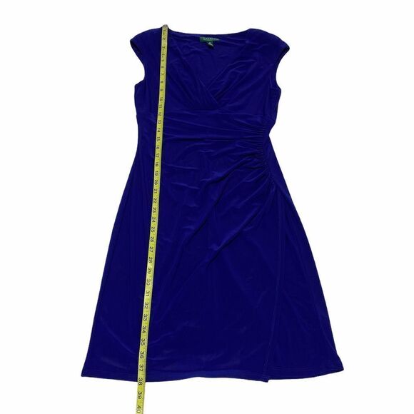 LAUREN Ralph Lauren Blue Ruched Mini Dress Size 10 - Picture 8 of 11